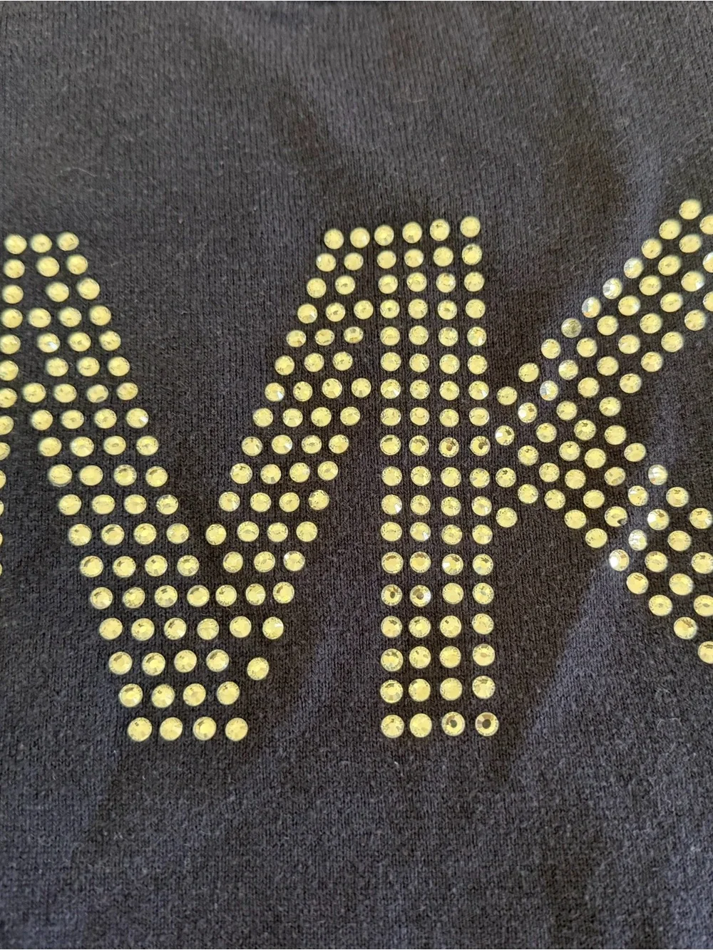 Michael Kors Navy Short Sleeve Knit Top with Studded MK Logo